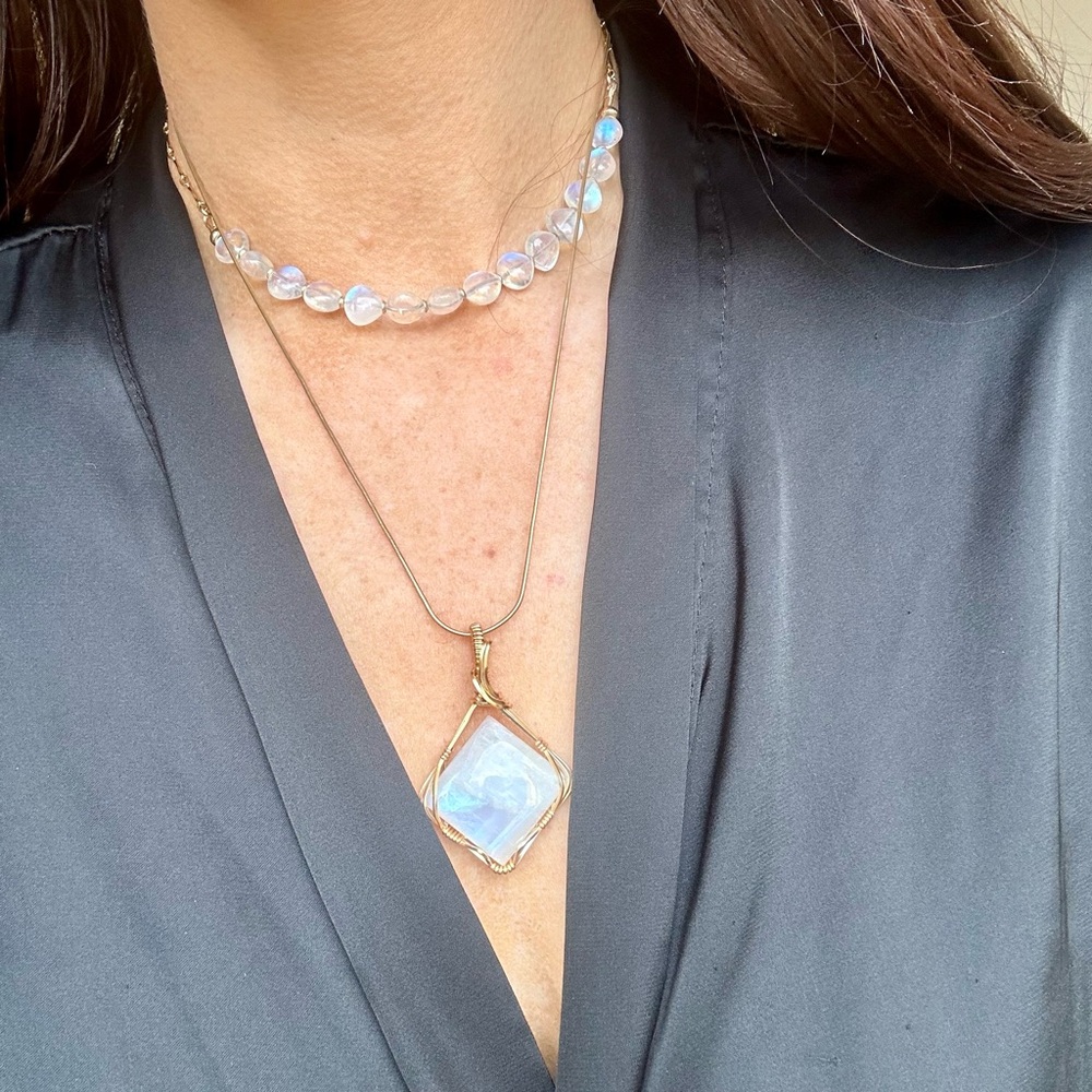 Diamond Shaped Rainbow Moonstone